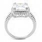 MA3W1522 - Rhodium Brass Ring with AAA Grade CZ  in Clear