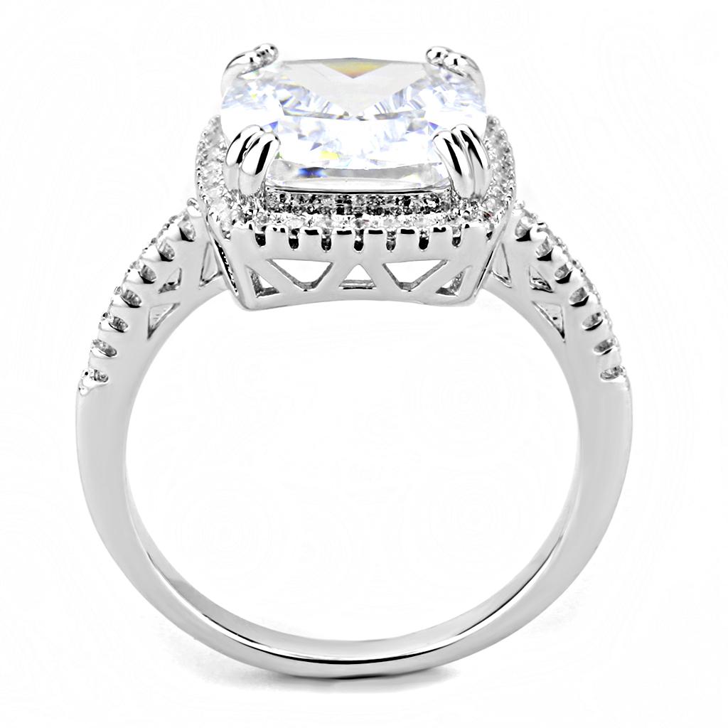 MA3W1522 - Rhodium Brass Ring with AAA Grade CZ  in Clear