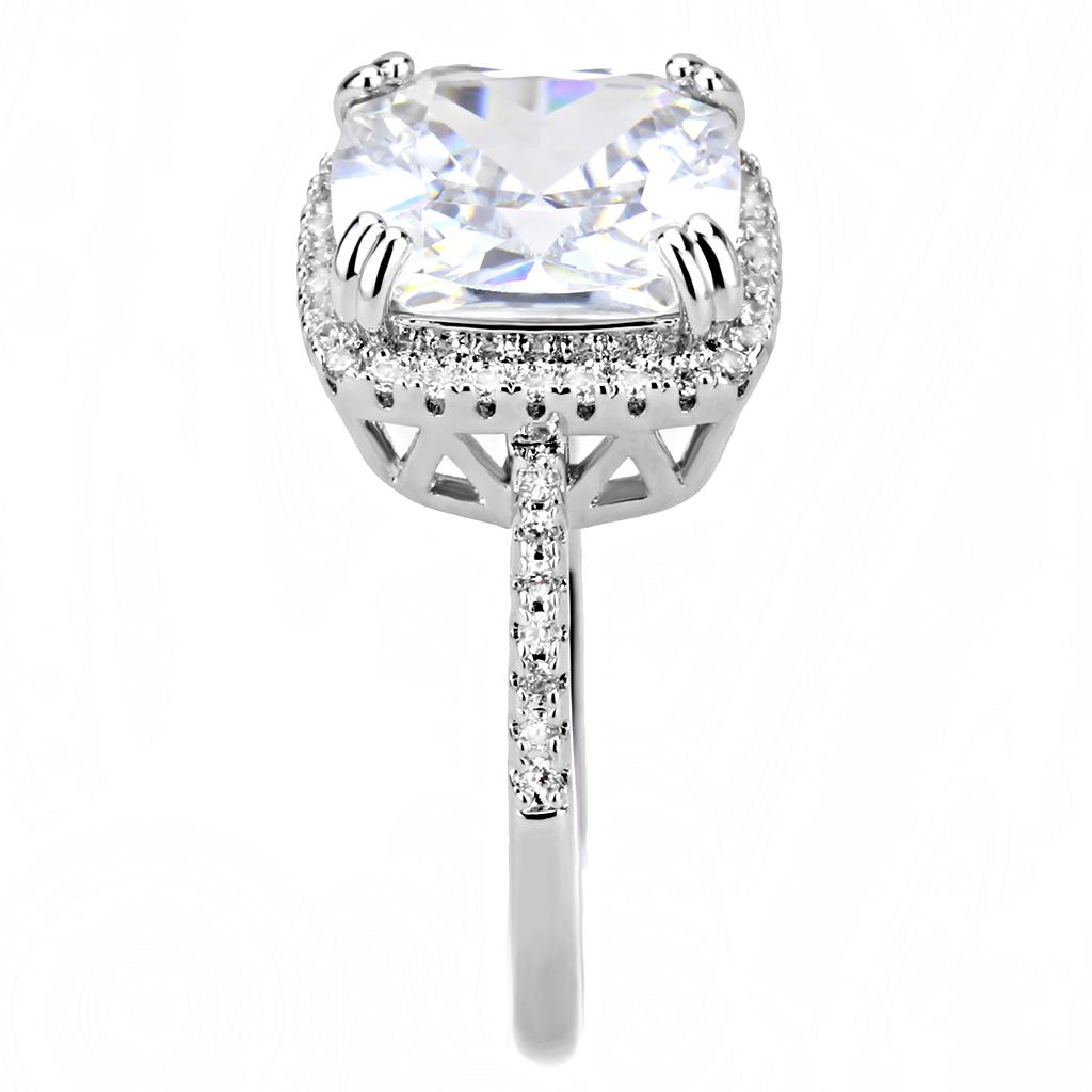 MA3W1522 - Rhodium Brass Ring with AAA Grade CZ  in Clear