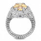 MA3W1523 - Rhodium Brass Ring with AAA Grade CZ  in Champagne