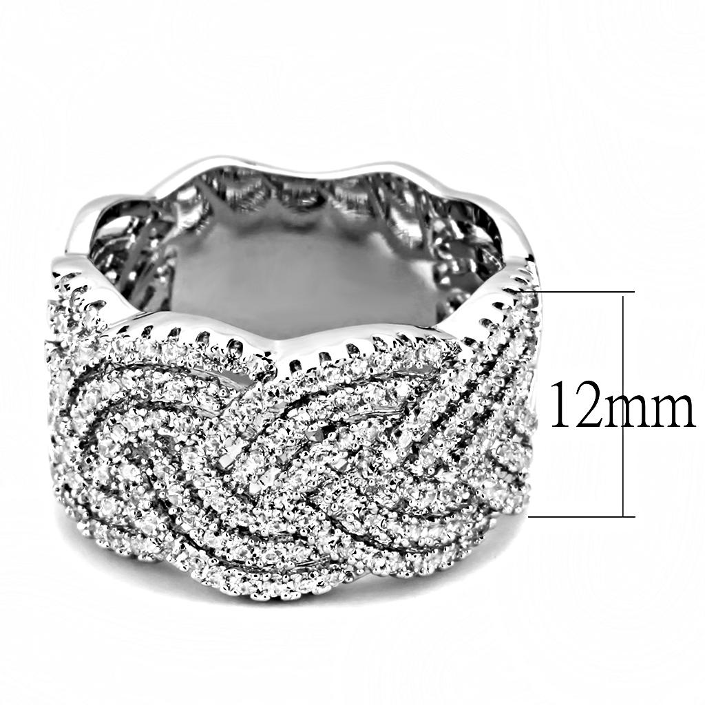MA3W1524 - Rhodium Brass Ring with AAA Grade CZ  in Clear