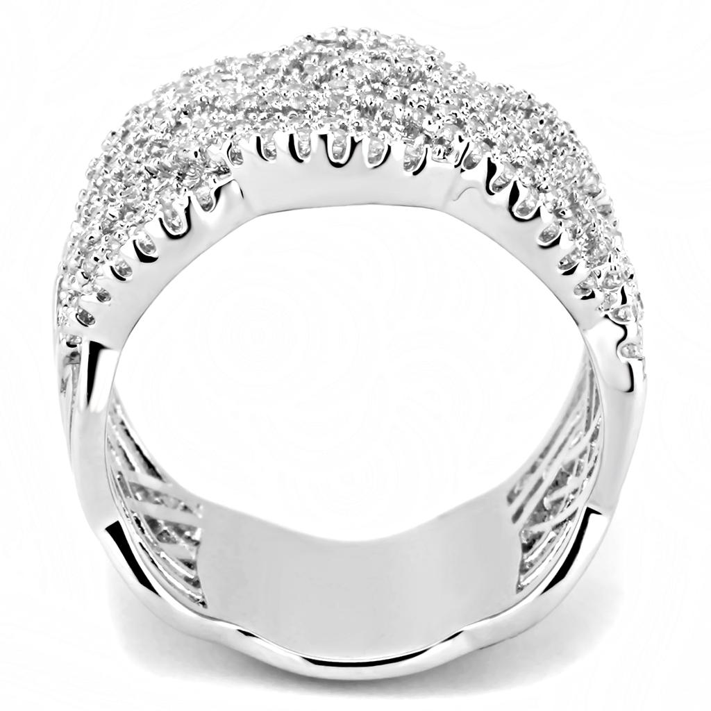 MA3W1524 - Rhodium Brass Ring with AAA Grade CZ  in Clear