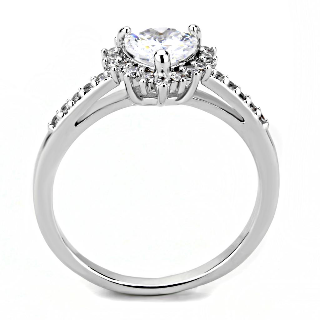 MA3W1526 - Rhodium Brass Ring with AAA Grade CZ  in Clear