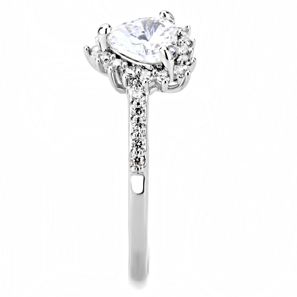 MA3W1526 - Rhodium Brass Ring with AAA Grade CZ  in Clear