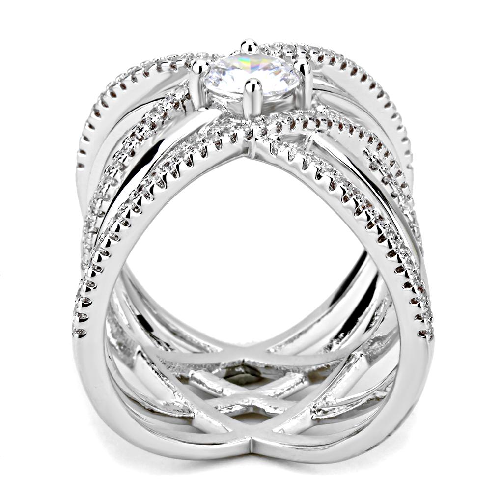 MA3W1528 - Rhodium Brass Ring with AAA Grade CZ  in Clear