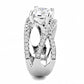 MA3W1529 - Rhodium Brass Ring with AAA Grade CZ  in Clear