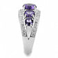 MA3W1530 - Rhodium Brass Ring with Synthetic  in Amethyst