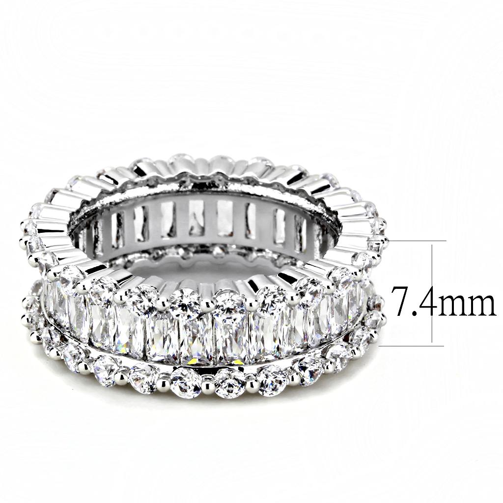 MA3W1531 - Rhodium Brass Ring with AAA Grade CZ  in Clear