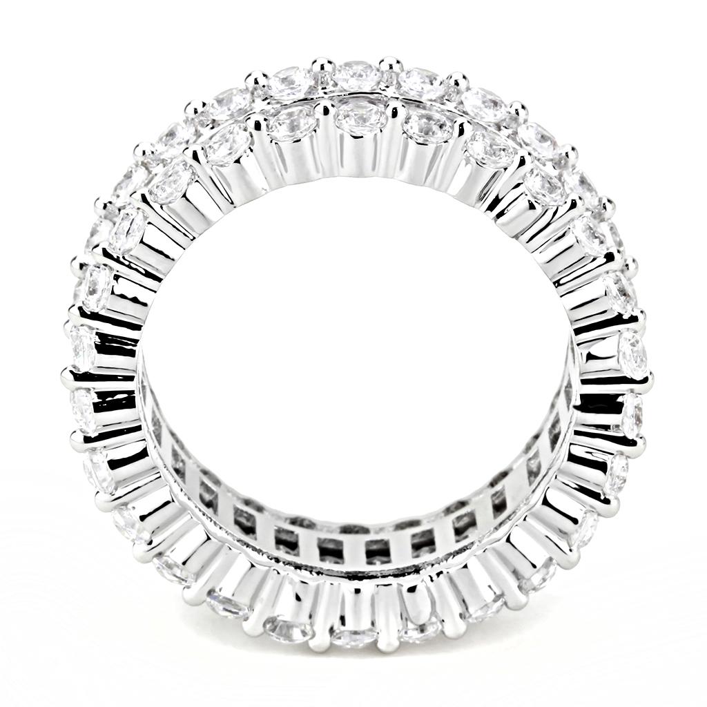 MA3W1531 - Rhodium Brass Ring with AAA Grade CZ  in Clear