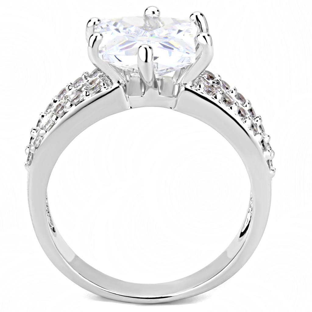 MA3W1532 - Rhodium Brass Ring with AAA Grade CZ  in Clear