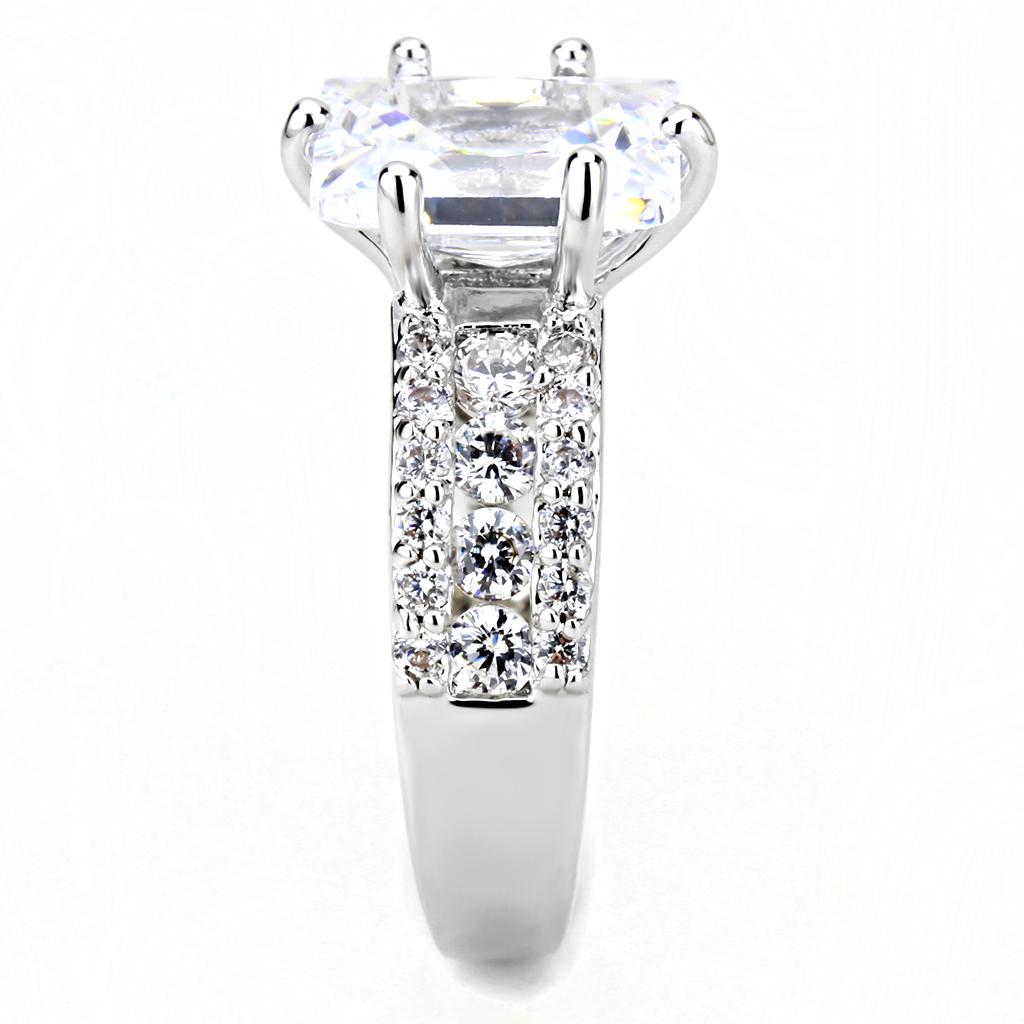 MA3W1532 - Rhodium Brass Ring with AAA Grade CZ  in Clear