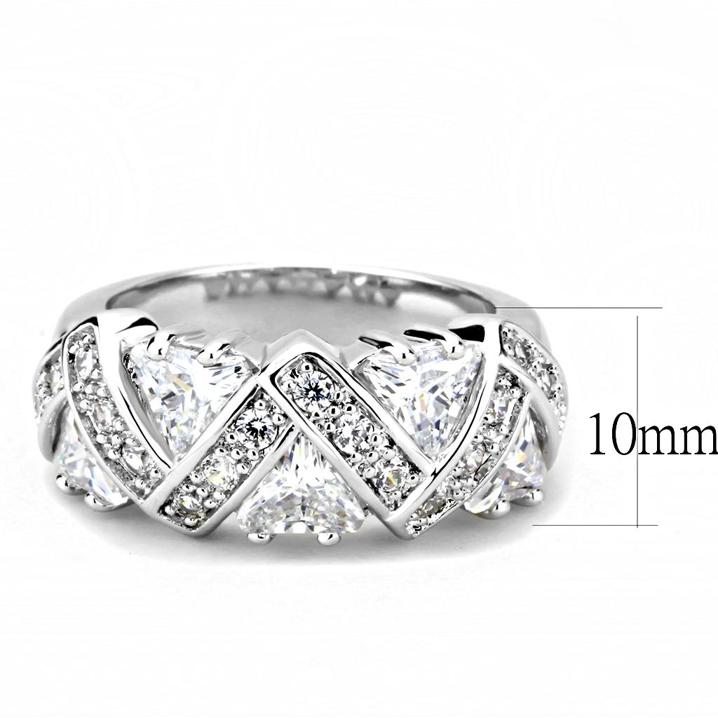 MA3W1533 - Rhodium Brass Ring with AAA Grade CZ  in Clear