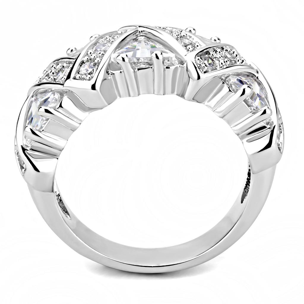 MA3W1533 - Rhodium Brass Ring with AAA Grade CZ  in Clear