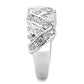 MA3W1533 - Rhodium Brass Ring with AAA Grade CZ  in Clear