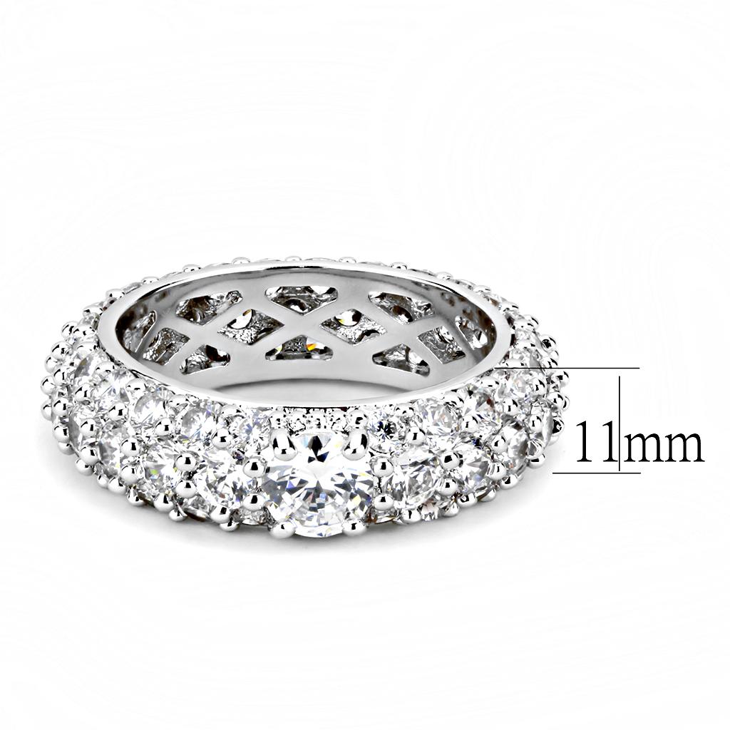 MA3W1534 - Rhodium Brass Ring with AAA Grade CZ  in Clear