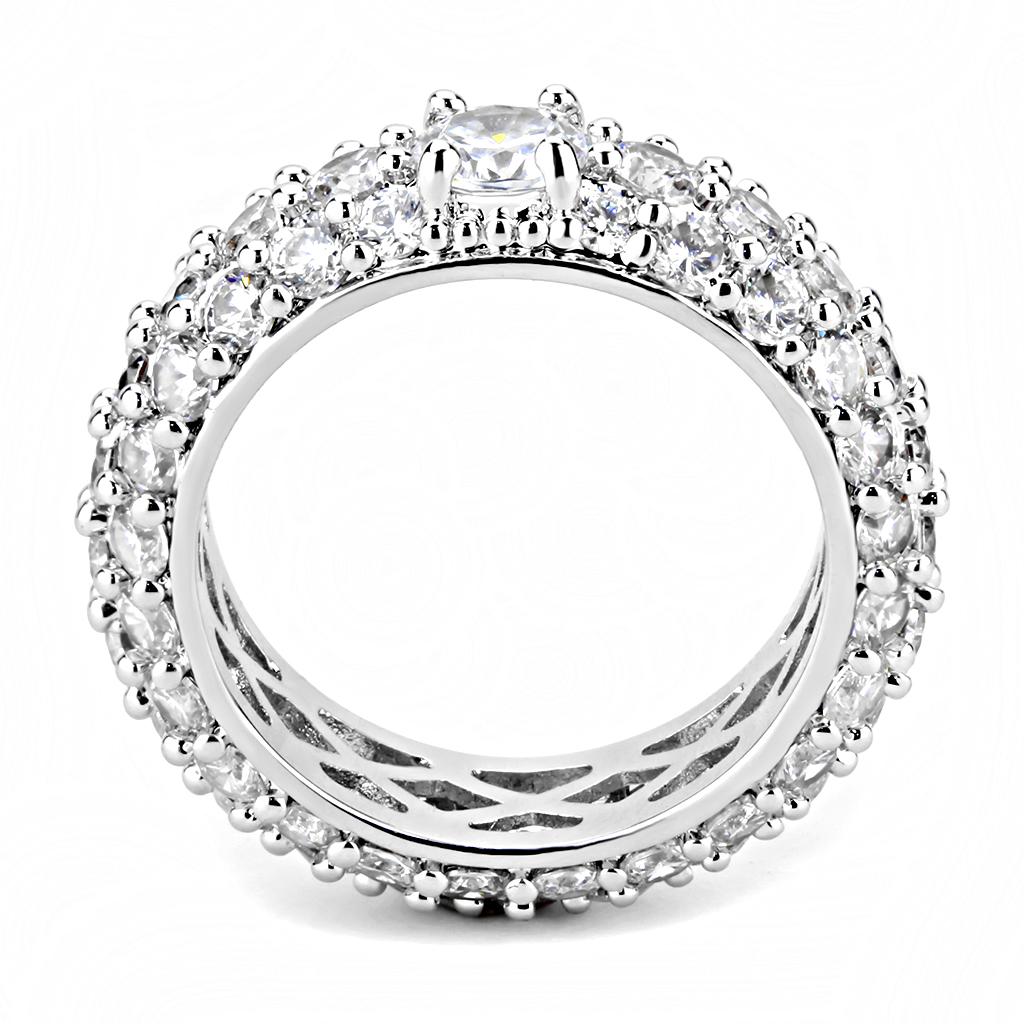 MA3W1534 - Rhodium Brass Ring with AAA Grade CZ  in Clear