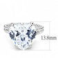MA3W1536 - Rhodium Brass Ring with AAA Grade CZ  in Clear