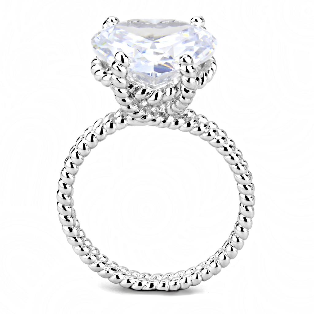 MA3W1536 - Rhodium Brass Ring with AAA Grade CZ  in Clear