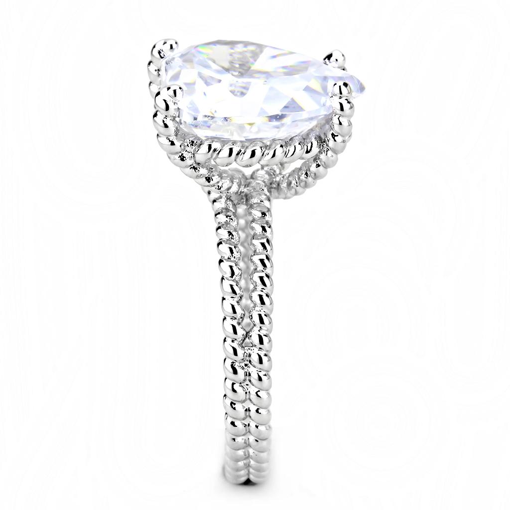 MA3W1536 - Rhodium Brass Ring with AAA Grade CZ  in Clear