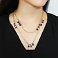 MA3W1538 - Gold Brass Necklace with Semi-Precious Amethyst Crystal in Amethyst