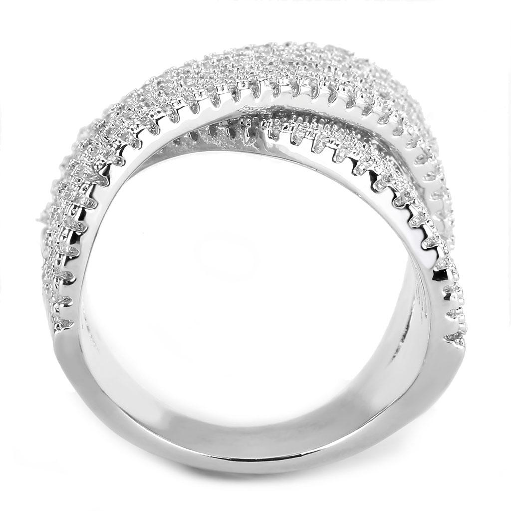 MA3W1539 - Rhodium Brass Ring with AAA Grade CZ  in Clear