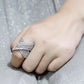 MA3W1539 - Rhodium Brass Ring with AAA Grade CZ  in Clear