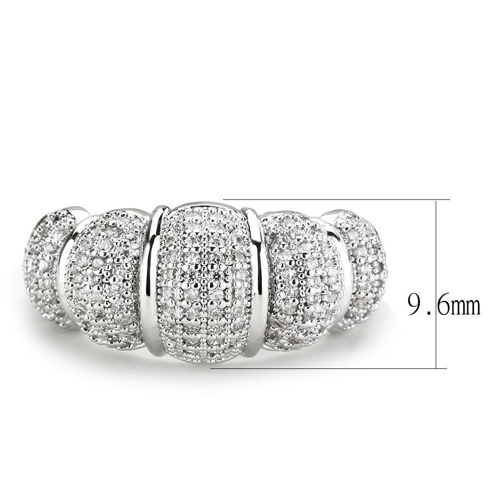 MA3W1540 - Rhodium Brass Ring with AAA Grade CZ  in Clear