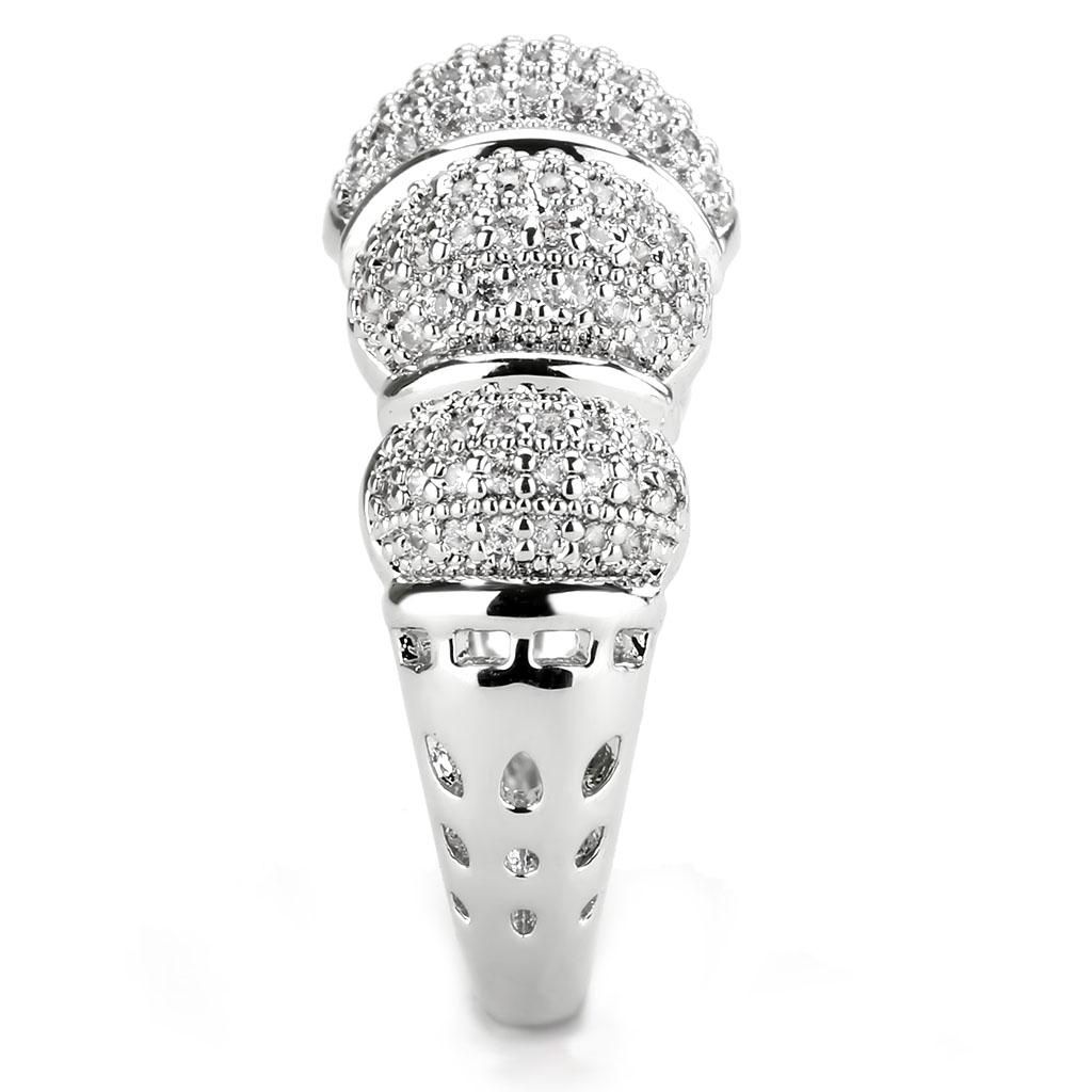 MA3W1540 - Rhodium Brass Ring with AAA Grade CZ  in Clear