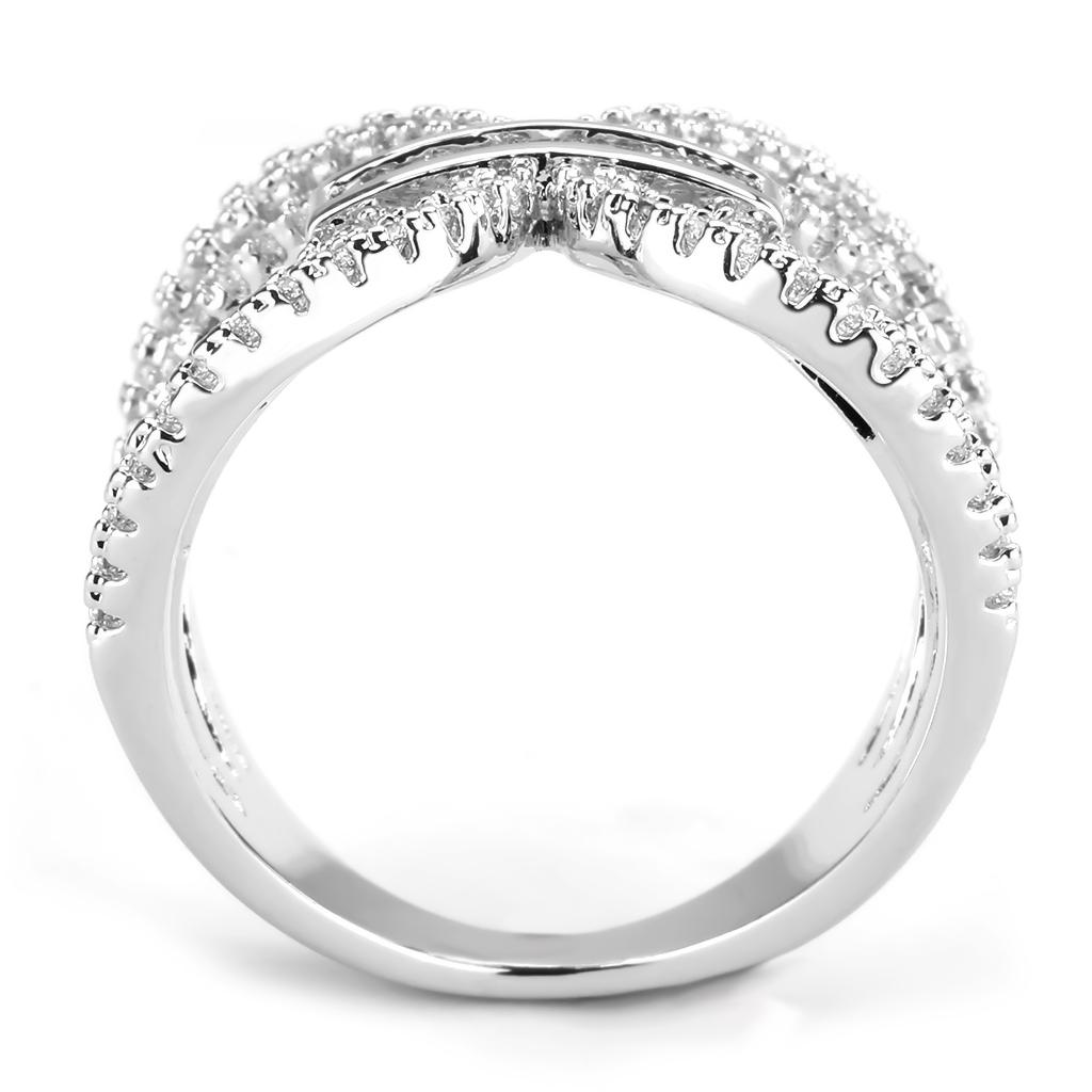 MA3W1541 - Rhodium Brass Ring with AAA Grade CZ  in Clear