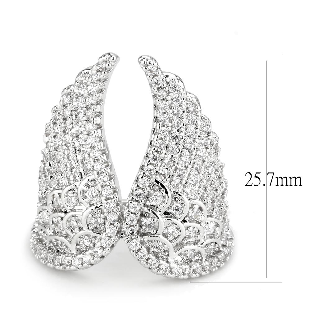 MA3W1543 - Rhodium Brass Ring with AAA Grade CZ  in Clear