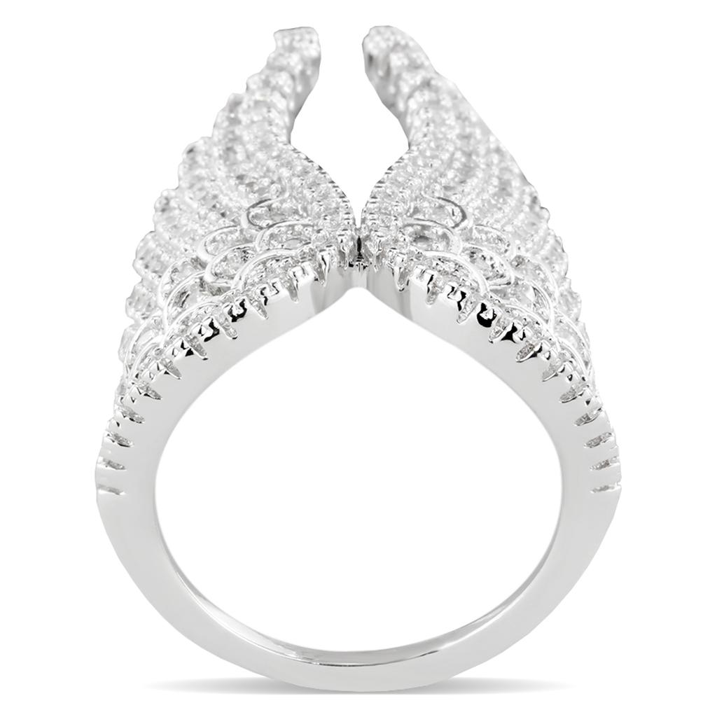 MA3W1543 - Rhodium Brass Ring with AAA Grade CZ  in Clear