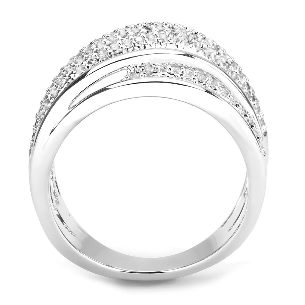 MA3W1544 - Rhodium Brass Ring with AAA Grade CZ  in Clear