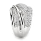 MA3W1544 - Rhodium Brass Ring with AAA Grade CZ  in Clear