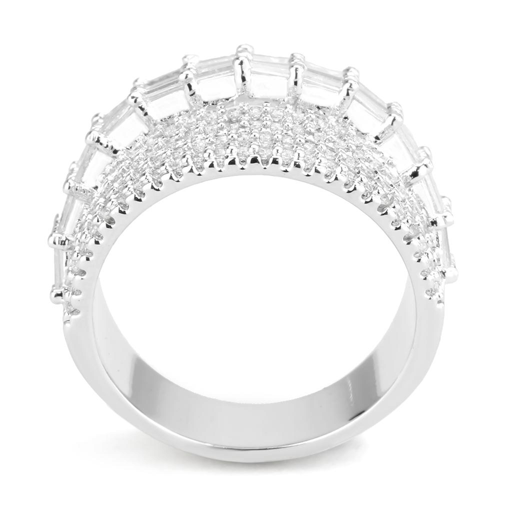 MA3W1545 - Rhodium Brass Ring with AAA Grade CZ  in Clear