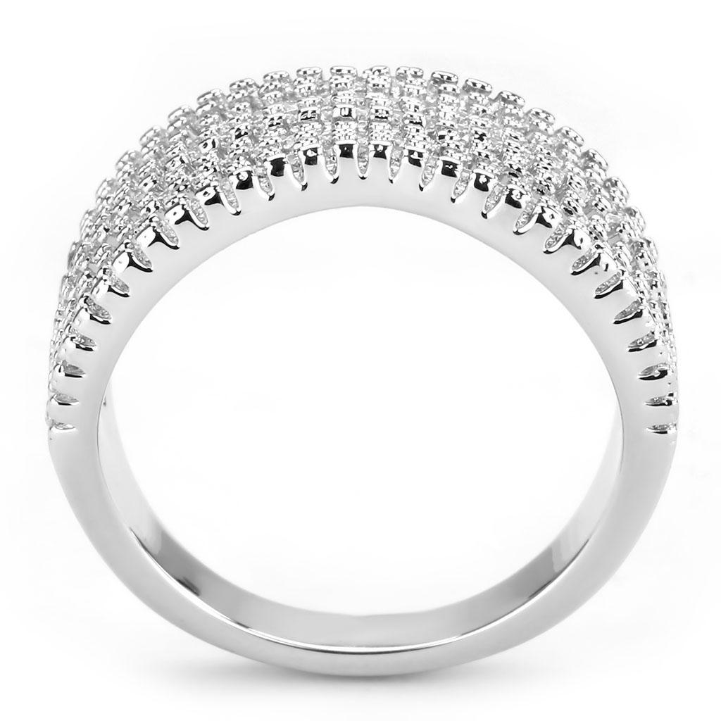 MA3W1546 - Rhodium Brass Ring with AAA Grade CZ  in Clear