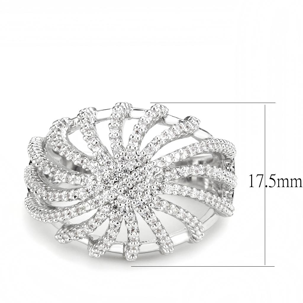 MA3W1547 - Rhodium Brass Ring with AAA Grade CZ  in Clear