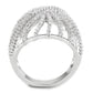 MA3W1547 - Rhodium Brass Ring with AAA Grade CZ  in Clear