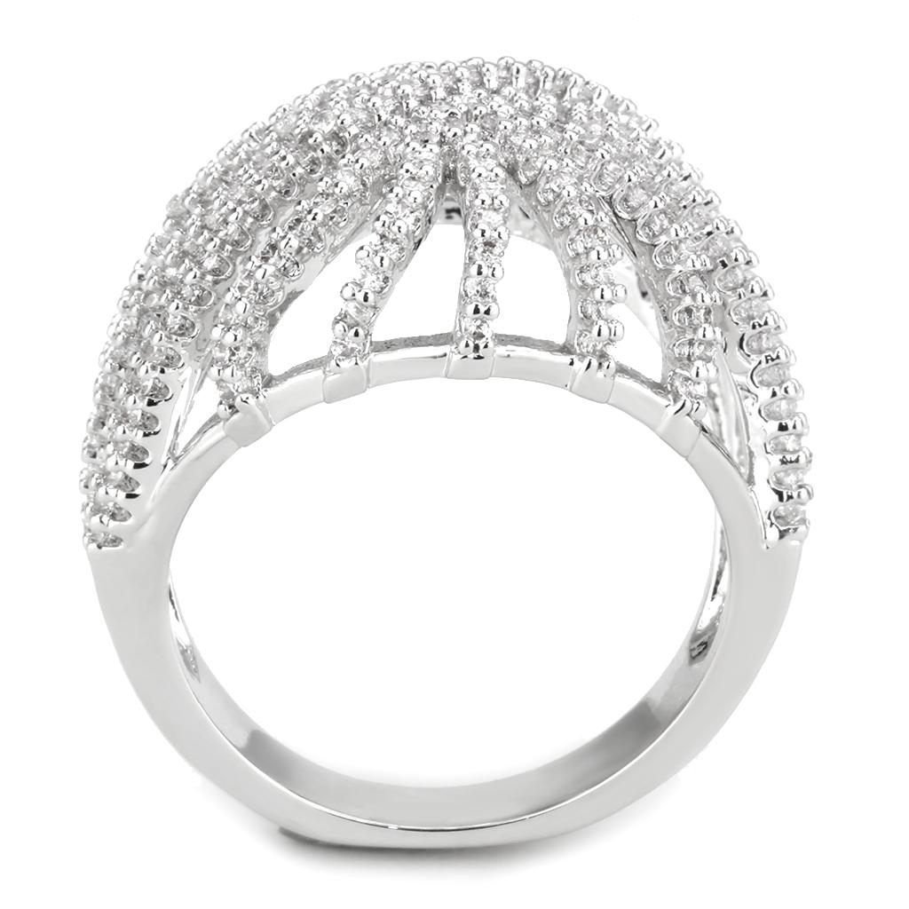 MA3W1547 - Rhodium Brass Ring with AAA Grade CZ  in Clear