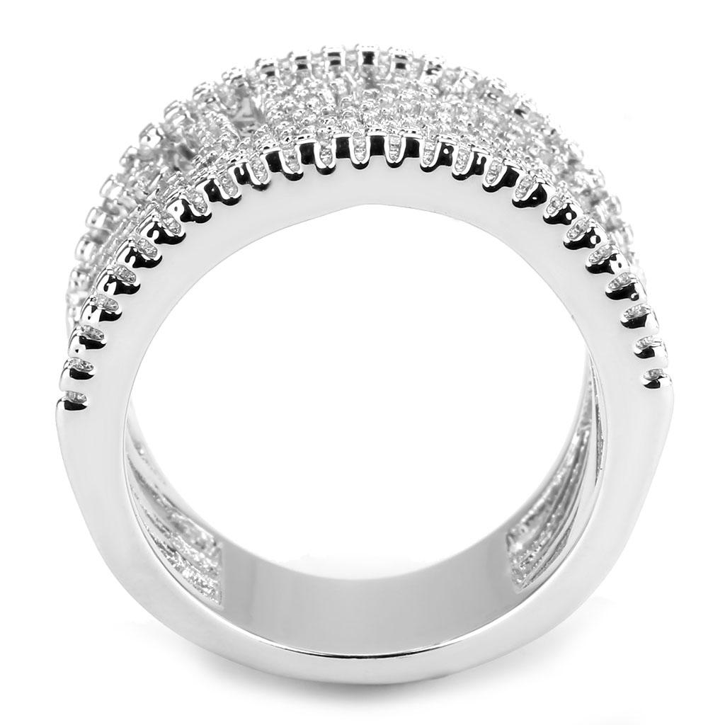 MA3W1548 - Rhodium Brass Ring with AAA Grade CZ  in Clear