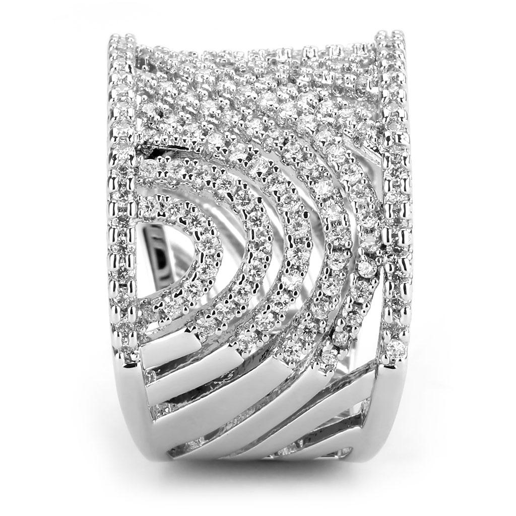 MA3W1548 - Rhodium Brass Ring with AAA Grade CZ  in Clear