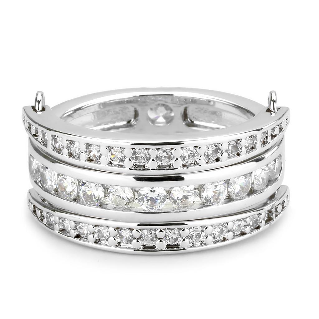MA3W1549 - Rhodium Brass Ring with AAA Grade CZ  in Clear