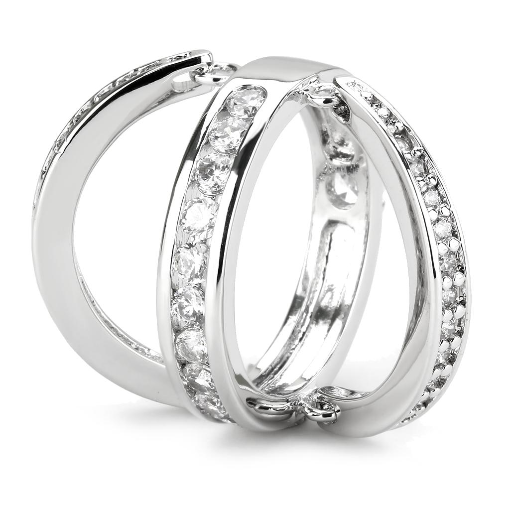MA3W1549 - Rhodium Brass Ring with AAA Grade CZ  in Clear