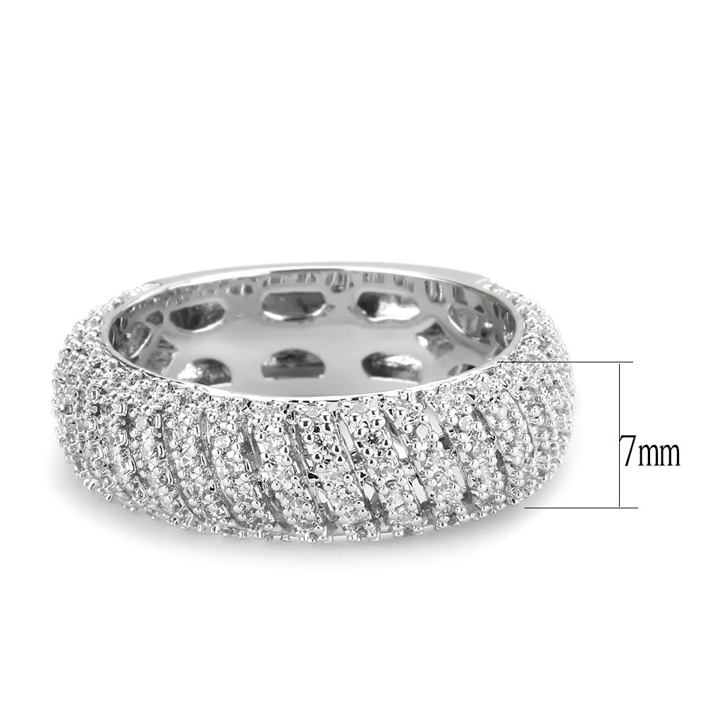MA3W1550 - Rhodium Brass Ring with AAA Grade CZ  in Clear