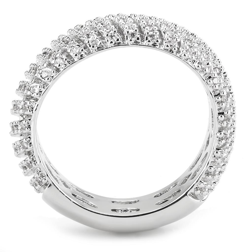 MA3W1550 - Rhodium Brass Ring with AAA Grade CZ  in Clear