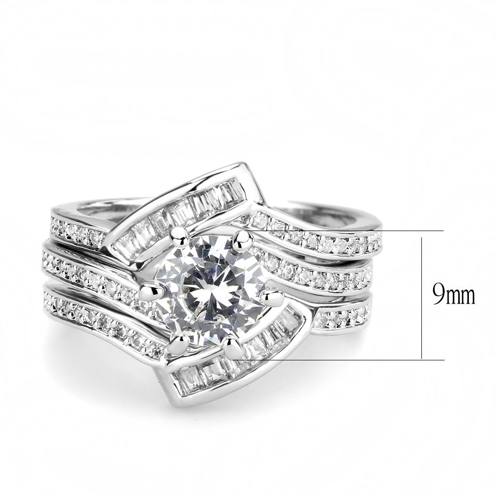MA3W1551 - Rhodium Brass Ring with AAA Grade CZ  in Clear