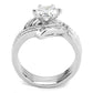 MA3W1551 - Rhodium Brass Ring with AAA Grade CZ  in Clear