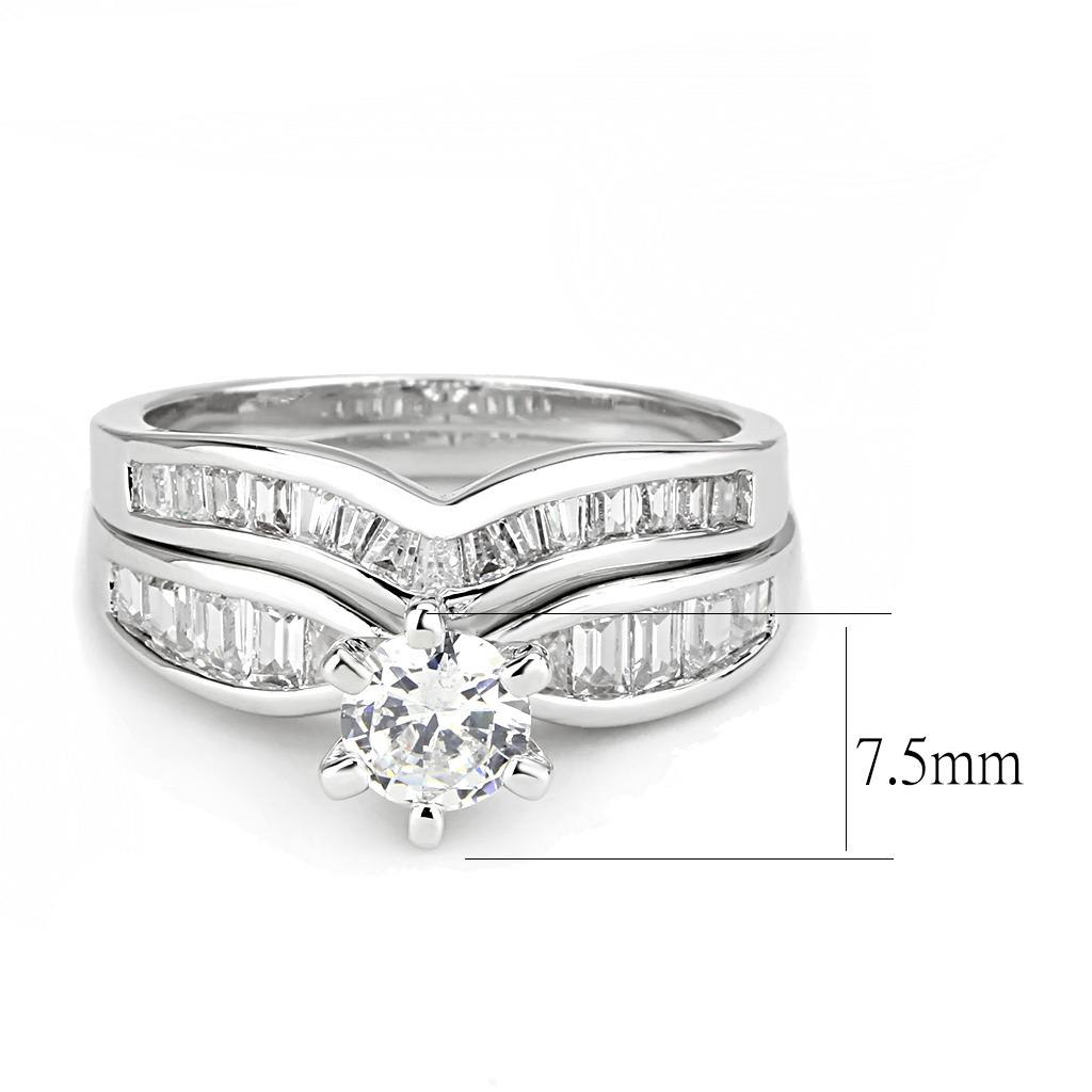 MA3W1552 - Rhodium Brass Ring with AAA Grade CZ  in Clear