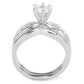 MA3W1552 - Rhodium Brass Ring with AAA Grade CZ  in Clear