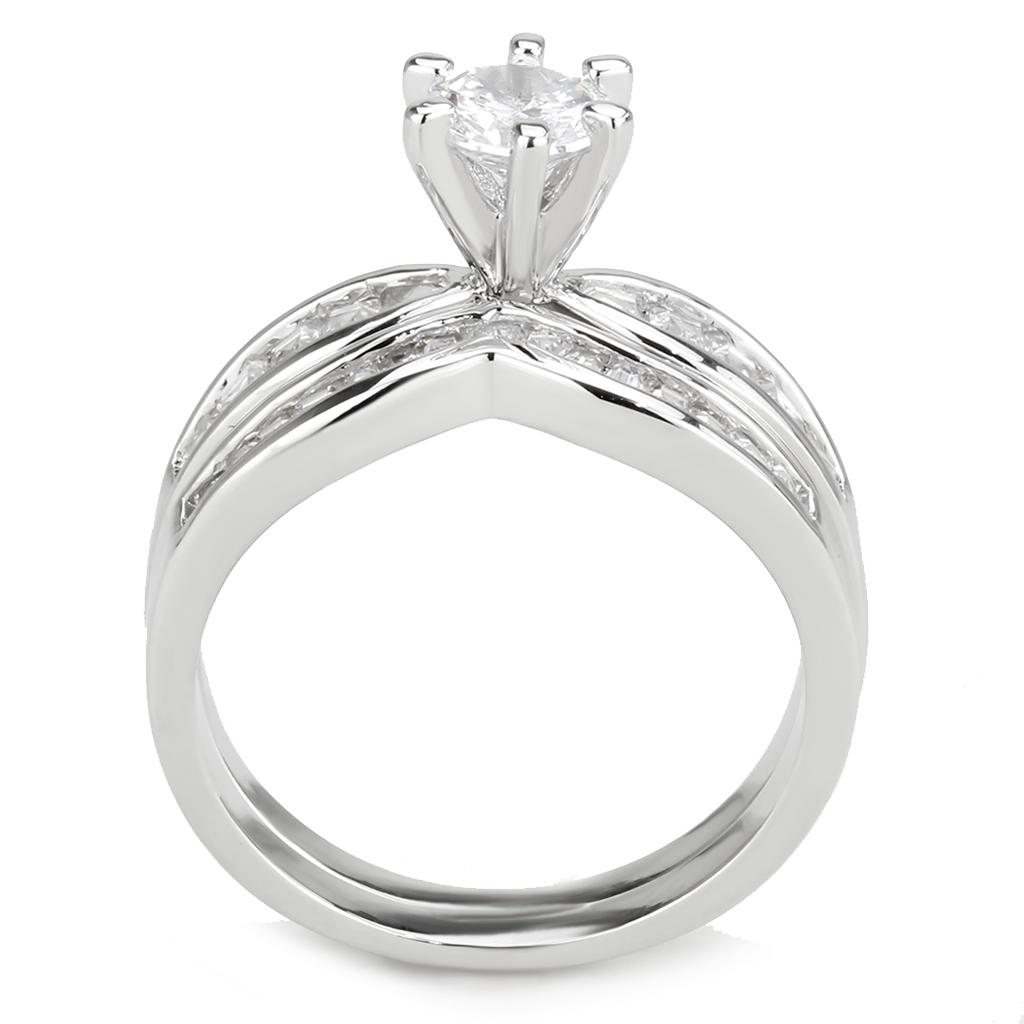 MA3W1552 - Rhodium Brass Ring with AAA Grade CZ  in Clear