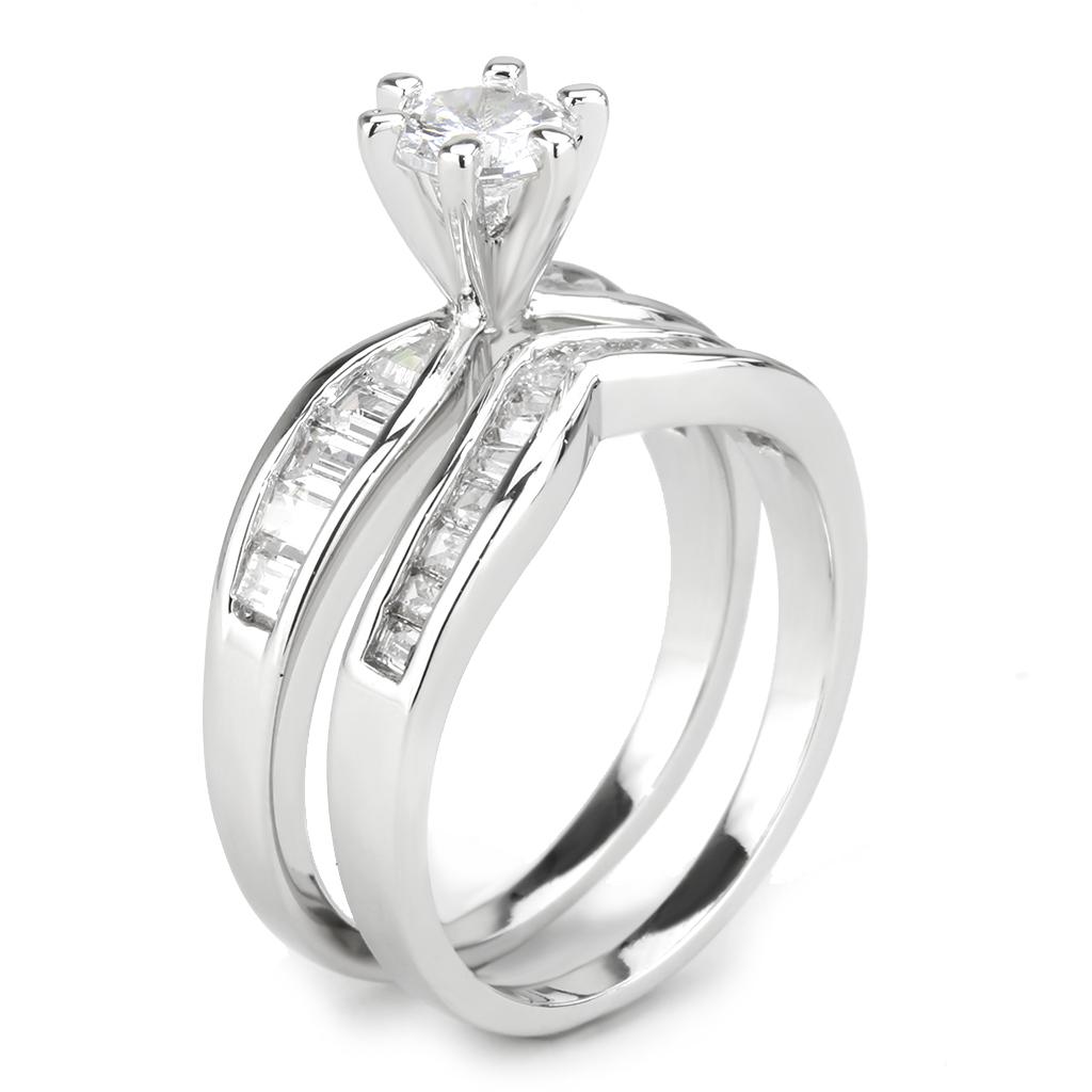 MA3W1552 - Rhodium Brass Ring with AAA Grade CZ  in Clear